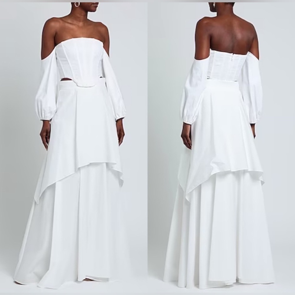 Brunello Cucinelli Lightweight Tiered Layered
High Rise Cotton Maxi Skirt US